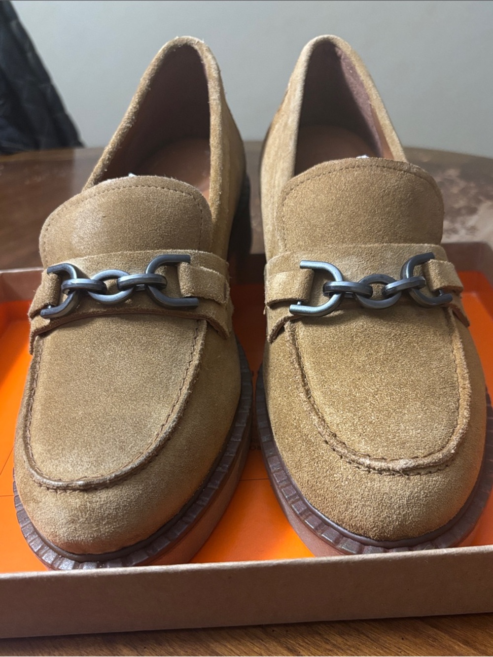 Gentle Souls Suede Loafers with Chain Detail - 9.5M